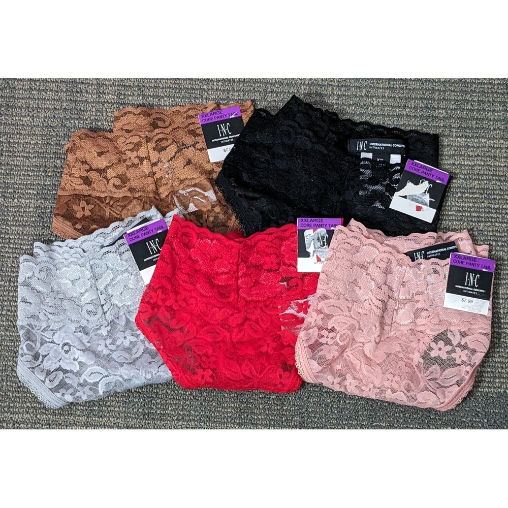 Lot‎ Of 5 INC Lace Thong XXL 2X Panty Underwear Panties Multicolor New Plus